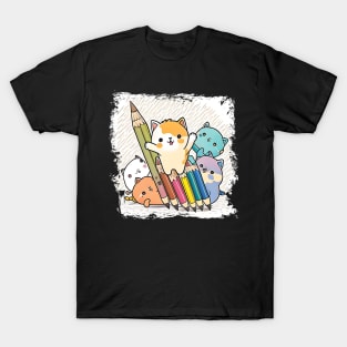 Colorful Cat Kitten Lover - Cute Crayon Cat T-Shirt